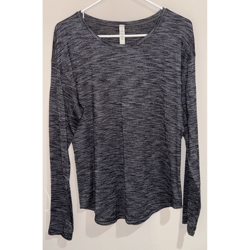 Lululemon Set To Sweat Long Sleeve Shirt Women's 10 Heathered Black Yoga Run Gym